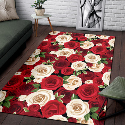 Rose Pattern Print Design RO06 Area Rugs