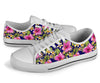 Pink Hibiscus Pattern Print Design HB027 White Bottom Low Top Shoes