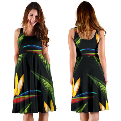 Bird Of Paradise Pattern Print Design BOP012 Midi Dress