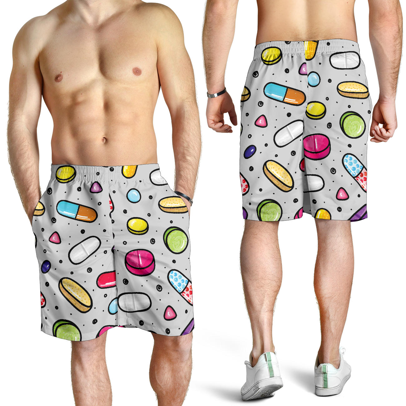 Pill Pattern Print Design A04 Mens Shorts
