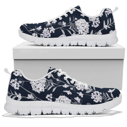 Hydrangea Pattern Print Design HD07 Sneakers White Bottom Shoes