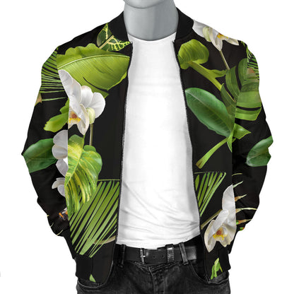 Tropical Flower Pattern Print Design TF026 Men Bomber Jacket
