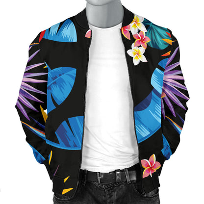 Tropical Flower Pattern Print Design TF018 Men Bomber Jacket