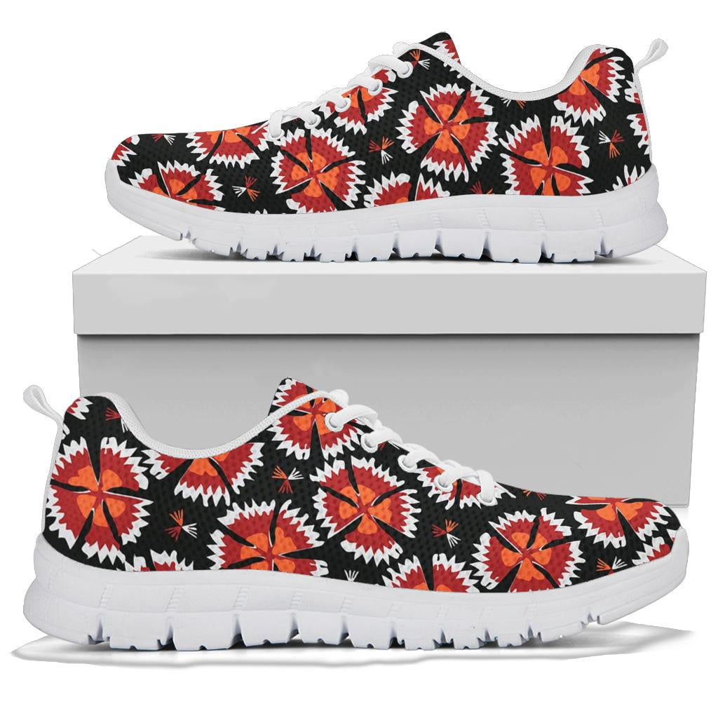 Carnations Pattern Print Design CN03 Sneakers White Bottom Shoes