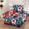 Red Hibiscus Blue Scene Armchair Slipcover