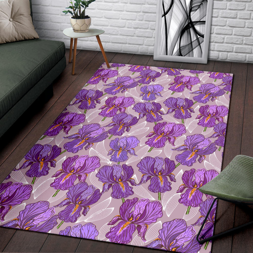Iris Pattern Print Design IR05 Area Rugs