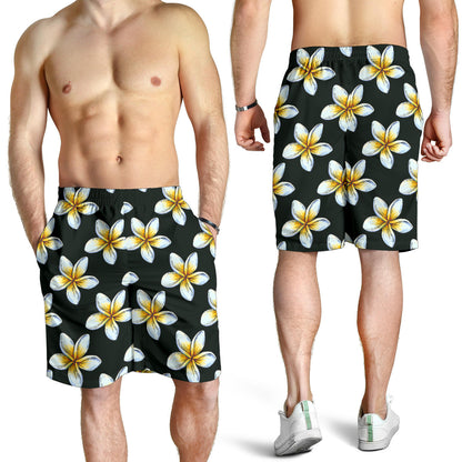 White Plumeria Pattern Print Design PM022 Mens Shorts