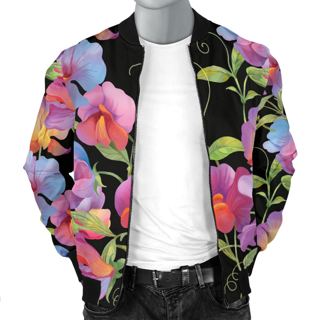 Peony Pattern Print Design PE012 Men Bomber Jacket