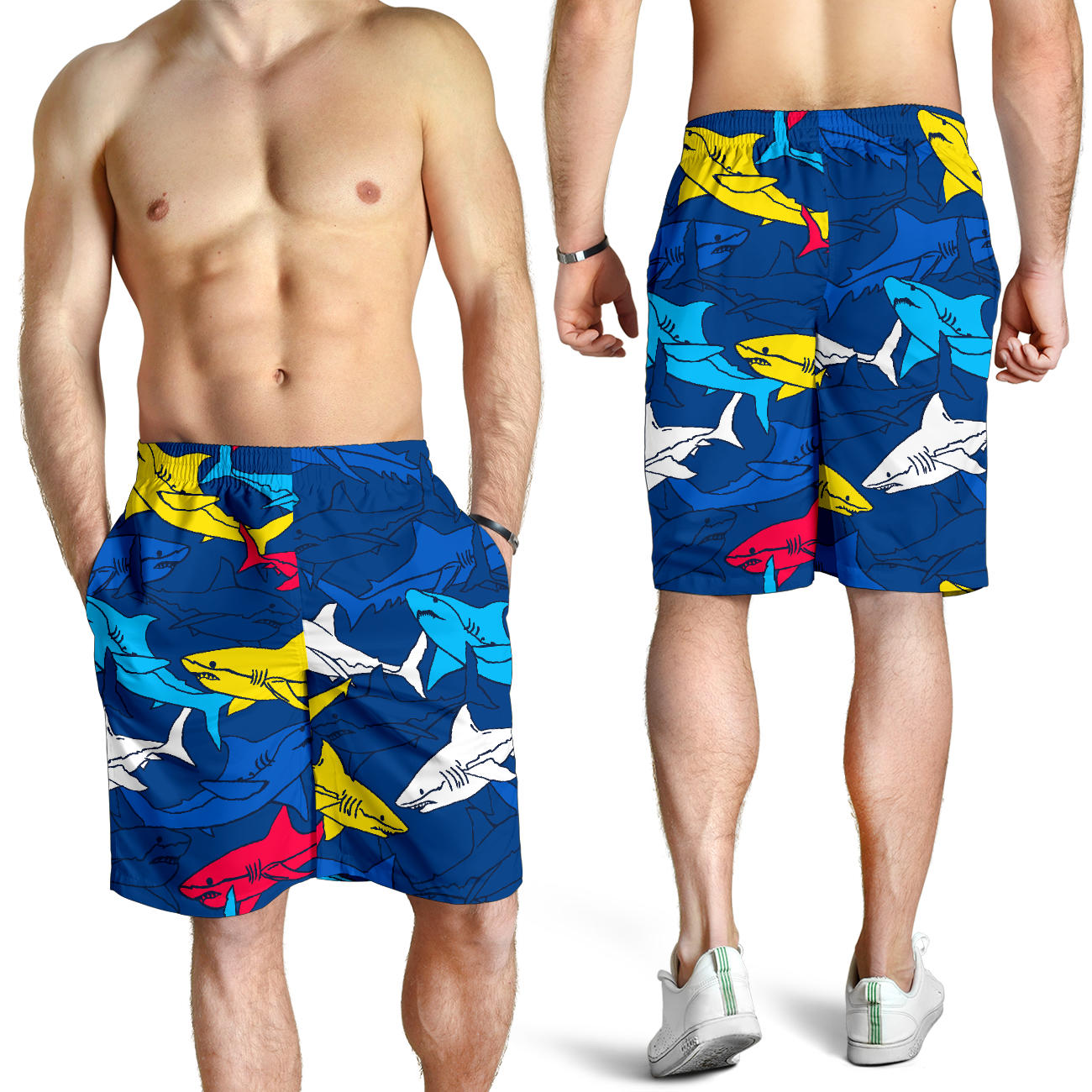 Shark Color Pattern Mens Shorts