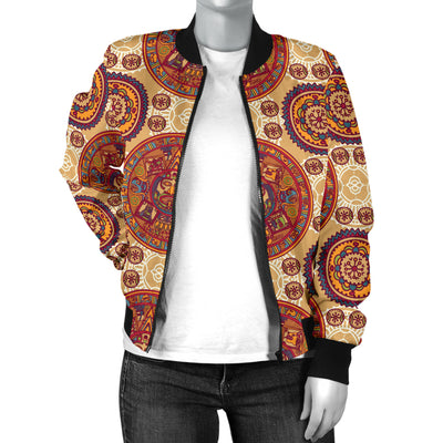 Calendar Aztec Pattern Print Design 01 Women's Bomber Jacket