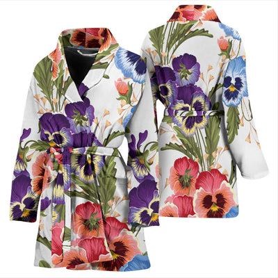 Pansy Pattern Print Design PS06 Women Bathrobe