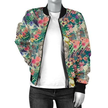 Buddha Pattern Print Design 08 Women's Bomber Jacket