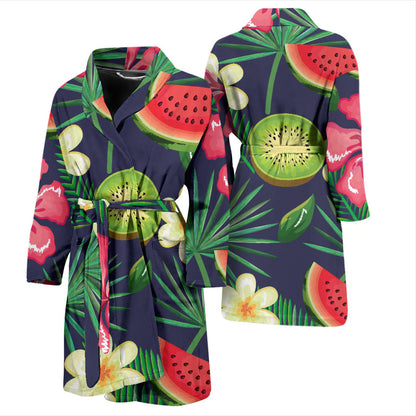 Tropical Fruits Pattern Print Design TF05 Men Bathrobe