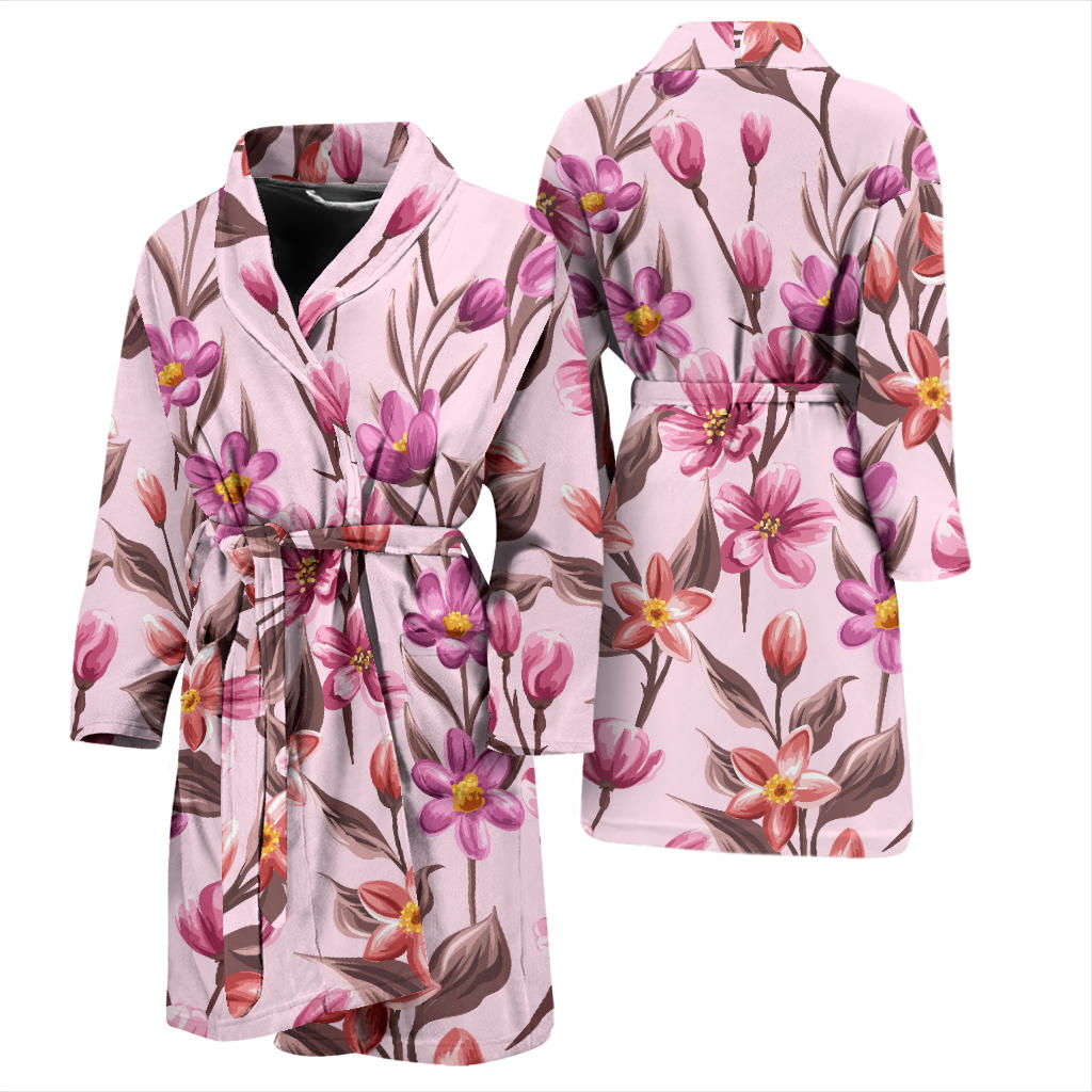Summer Floral Pattern Print Design SF09 Men Bathrobe