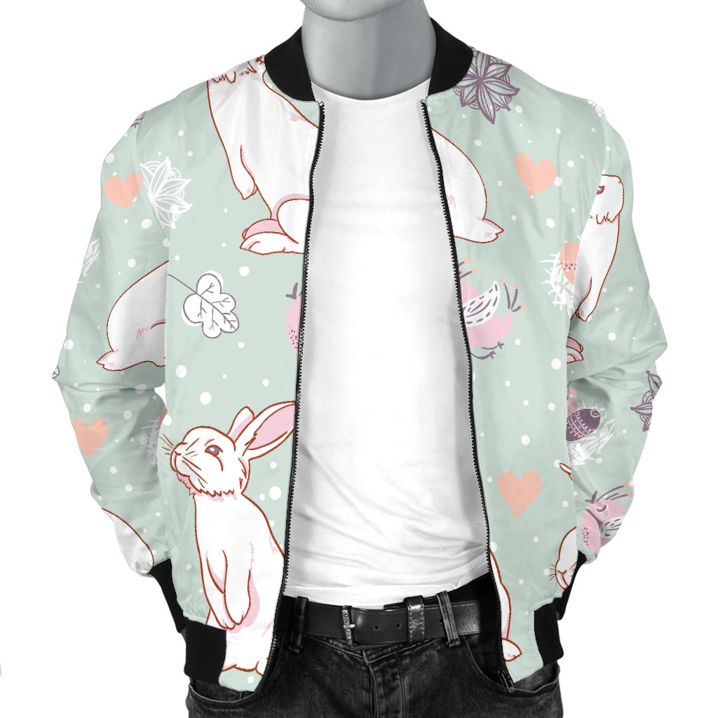 Rabbit Pattern Print Design RB011 Men Bomber Jacket