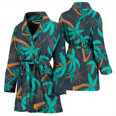 Palm Tree Pattern Print Design PT01 Women Bathrobe