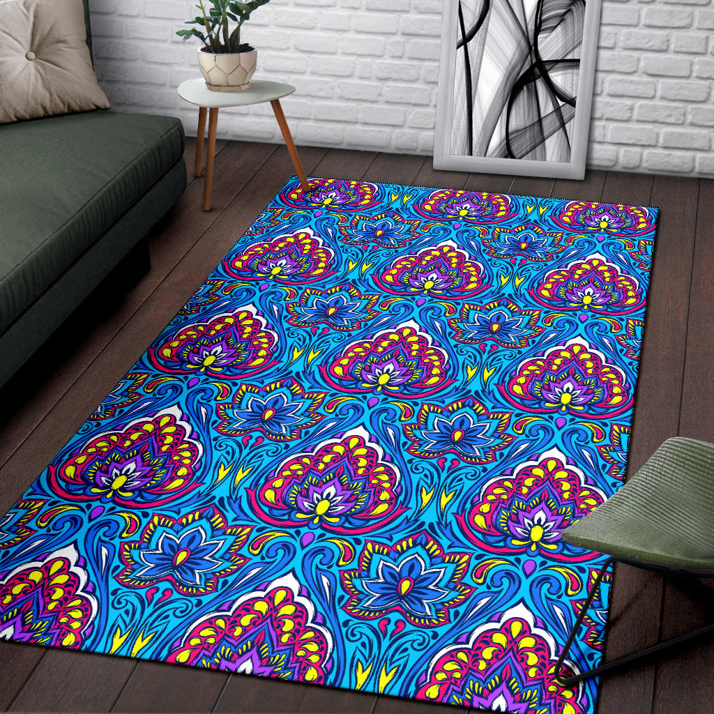 Lotus Boho Pattern Print Design LO010 Area Rugs