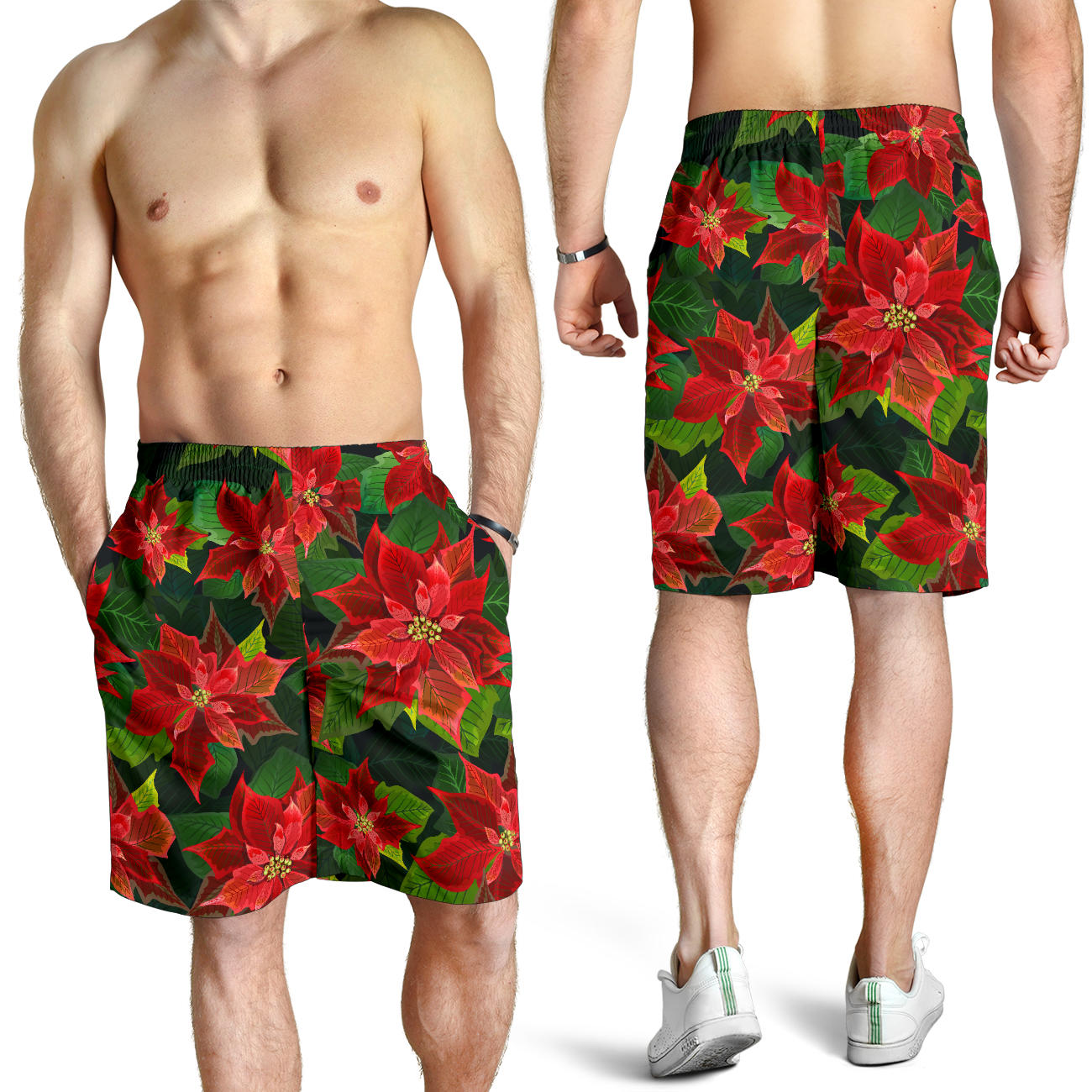 Poinsettia Pattern Print Design POT04 Mens Shorts