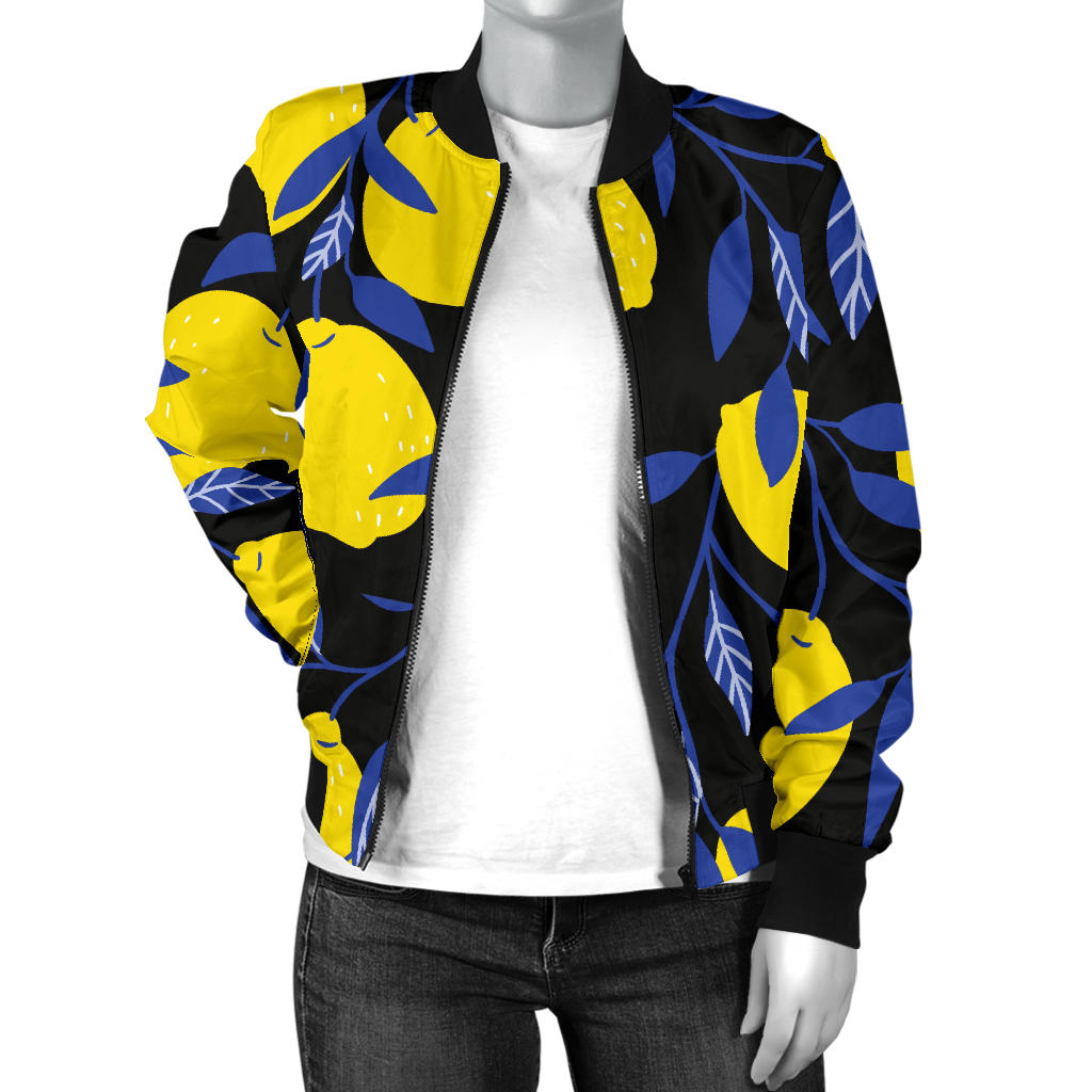 Lemon Pattern Print Design LM01 Women Bomber Jacket