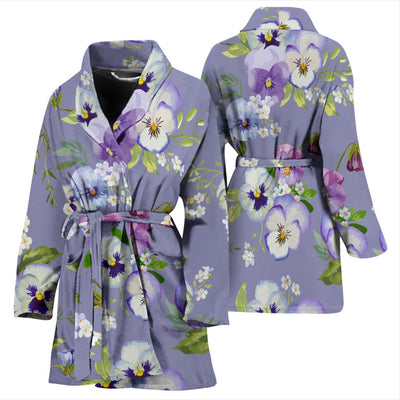 Pansy Pattern Print Design PS05 Women Bathrobe