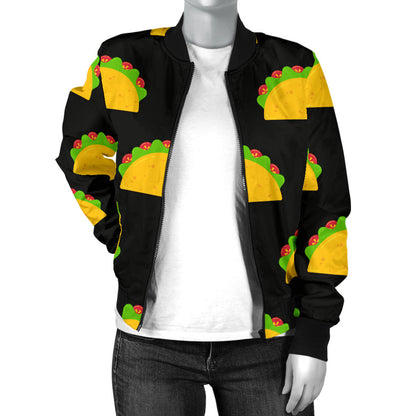 Taco Pattern Print Design TC06 Women Bomber Jacket