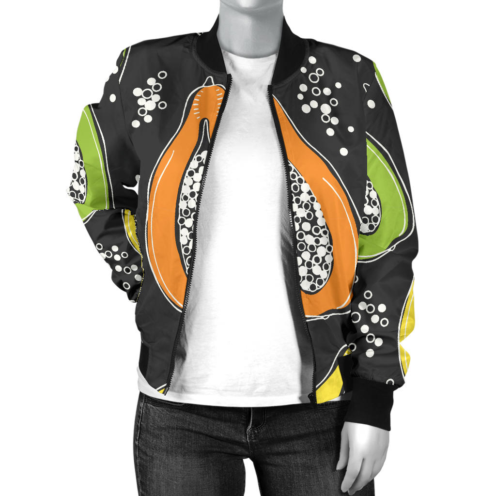 Papaya Pattern Print Design PP05 Women Bomber Jacket