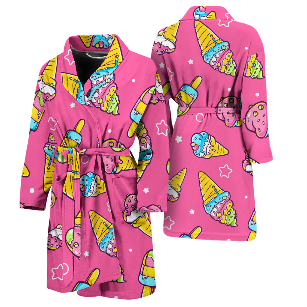 Ice Cream Pattern Print Design IC04 Men Bathrobe