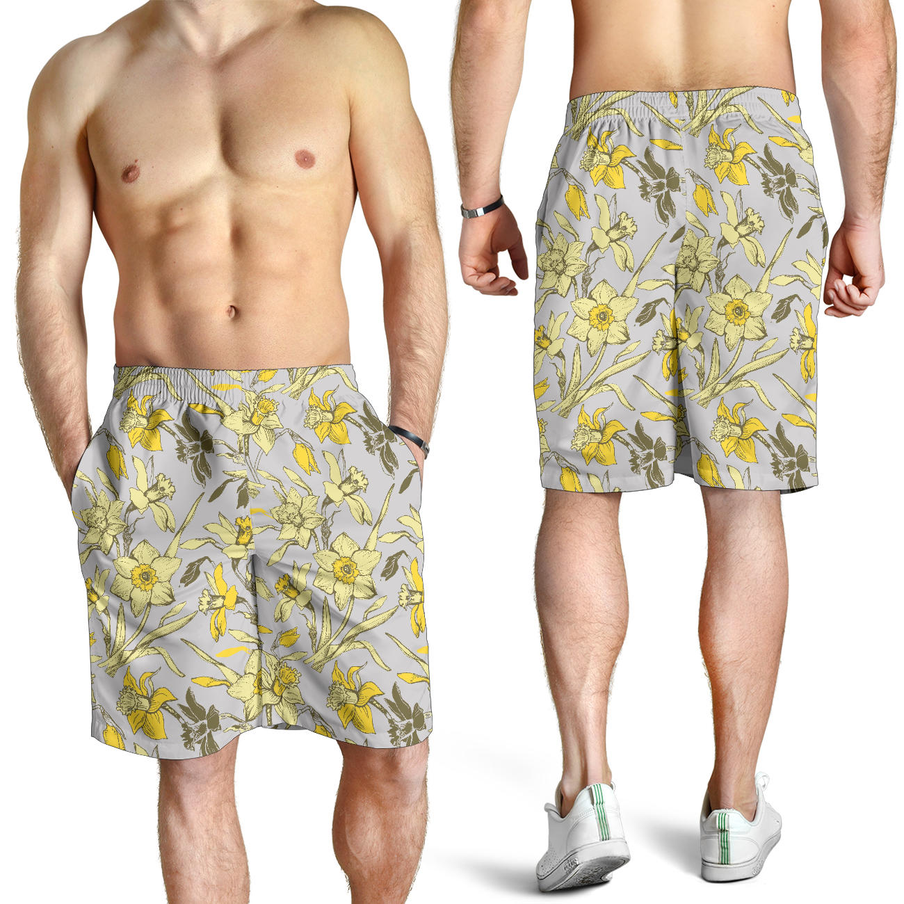Daffodils Pattern Print Design DF05 Mens Shorts