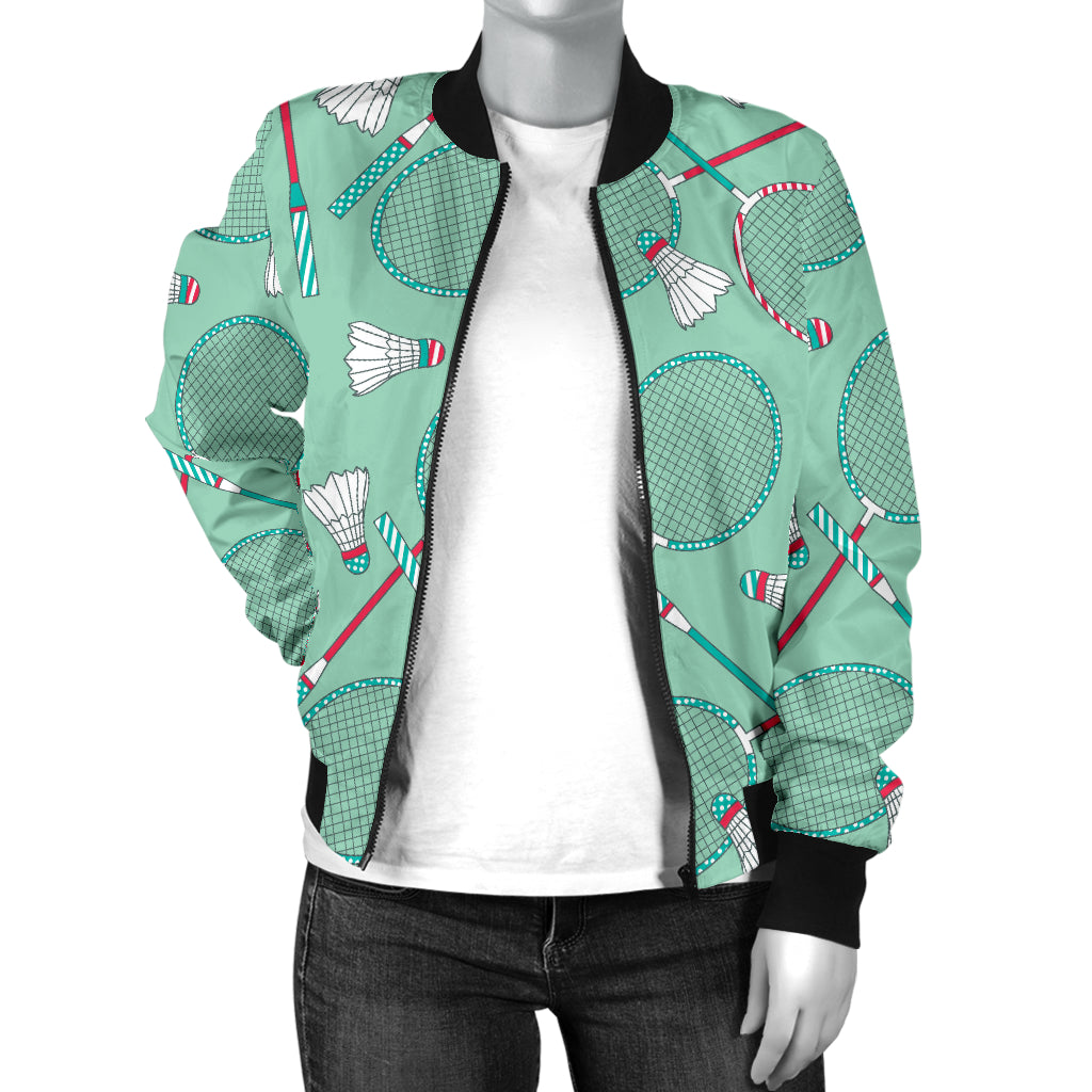 Badminton Pattern Print Design 05 Women's Bomber Jacket