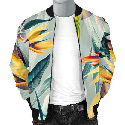 Tropical Flower Pattern Print Design TF022 Men Bomber Jacket
