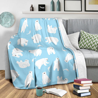 Polar Bear Pattern Print Design PB01 Fleece Blanket