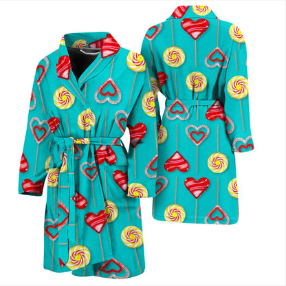 Lollipop Pattern Print Design LL06 Men Bathrobe