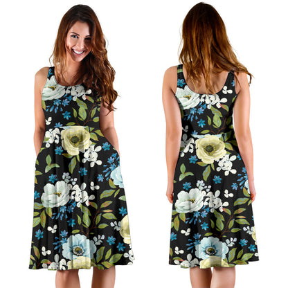 Anemone Pattern Print Design AM03 Midi Dress
