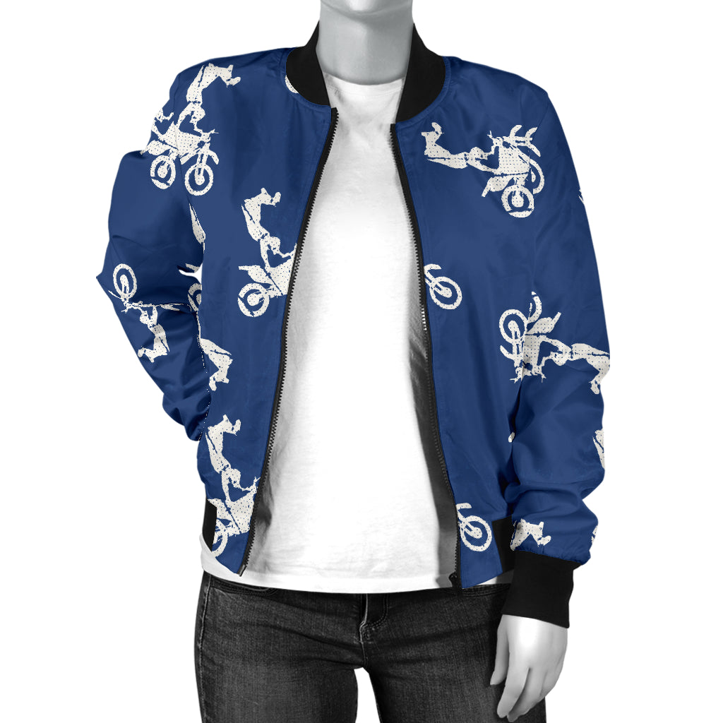 Motocross Pattern Print Design 01 Women's Bomber Jacket