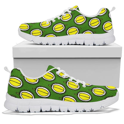 Durian Pattern Print Design DR01 Sneakers White Bottom Shoes