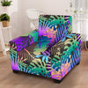 Neon Flower Tropical Palm Leaves Armchair Slipcover