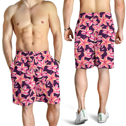 Purple Plumeria Pattern Print Design PM010 Mens Shorts