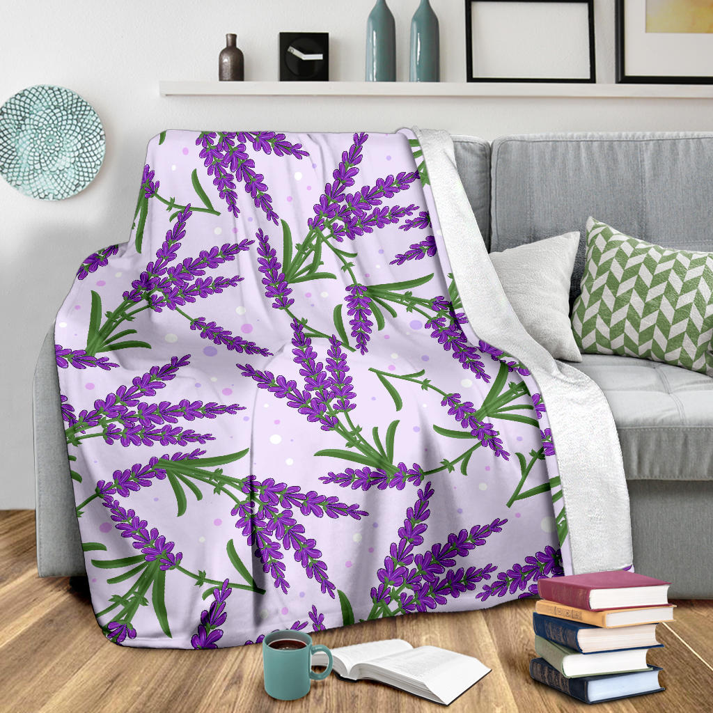 Lavender Pattern Print Design LV02 Fleece Blanket