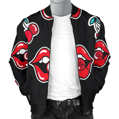 Cherry Pattern Print Design CH04 Men Bomber Jacket