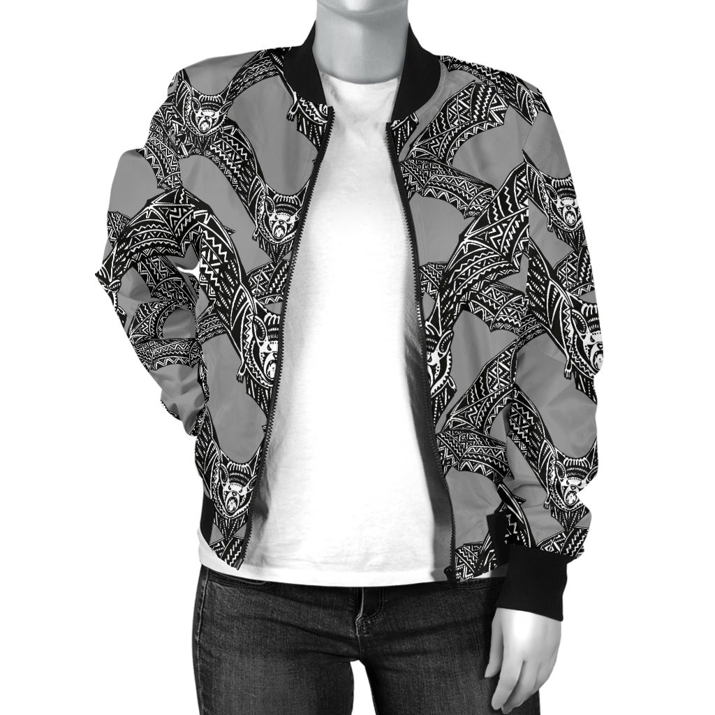 Bat Pattern Print Design 04 Women's Bomber Jacket