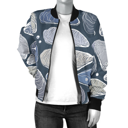 Oyster Pattern Print Design 02 Women's Bomber Jacket