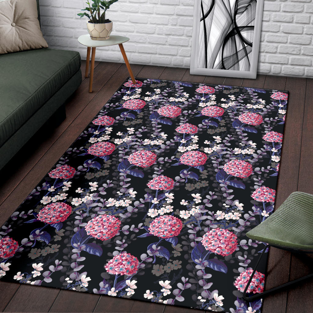 Hydrangea Pattern Print Design HD04 Area Rugs