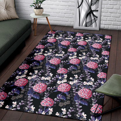 Hydrangea Pattern Print Design HD04 Area Rugs