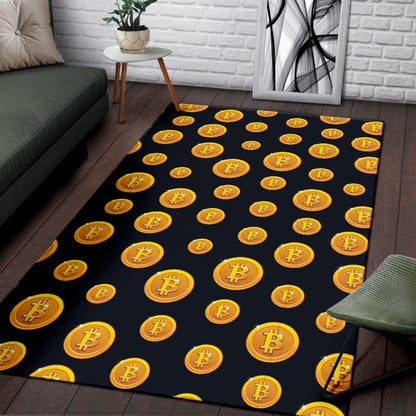 Bitcoin Pattern Print Design DO04 Area Rugs