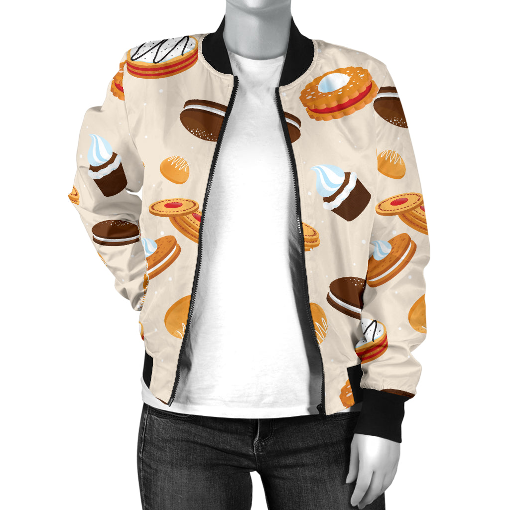 Biscuit Pattern Print Design 01 Women's Bomber Jacket