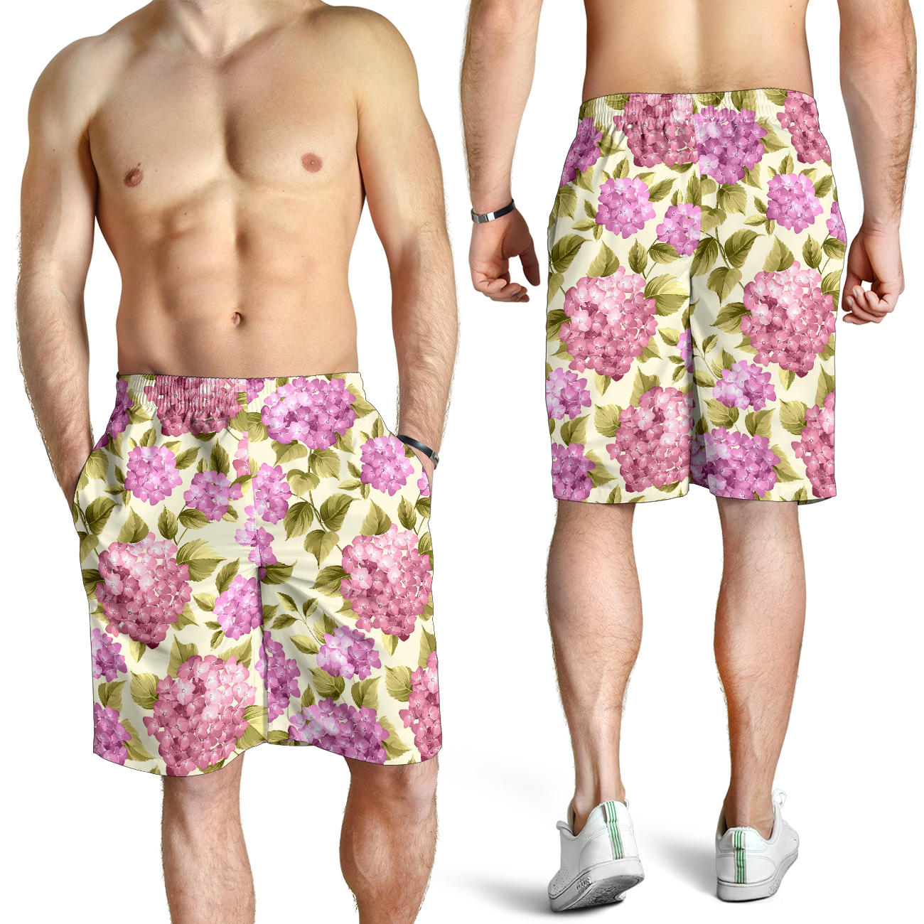 Hydrangea Pattern Print Design HD05 Mens Shorts