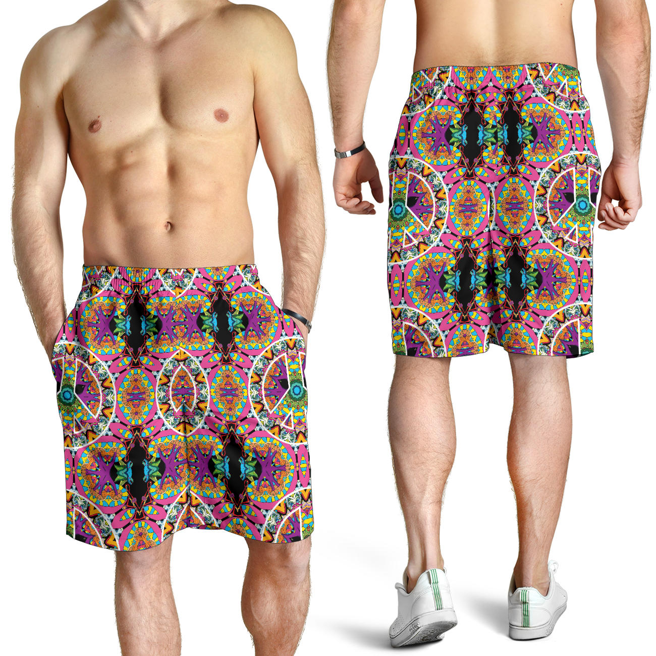 Peace Sign Pattern Print Design A03 Mens Shorts