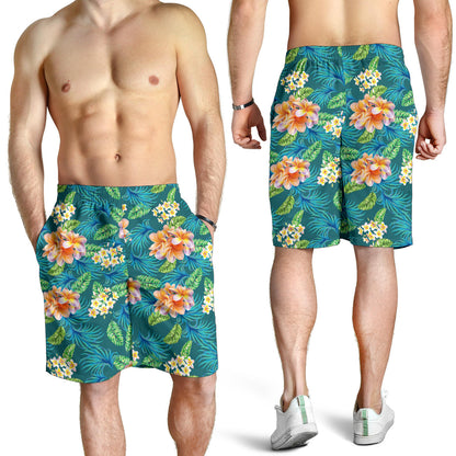 Plumeria Tropical Flower Design Print Mens Shorts