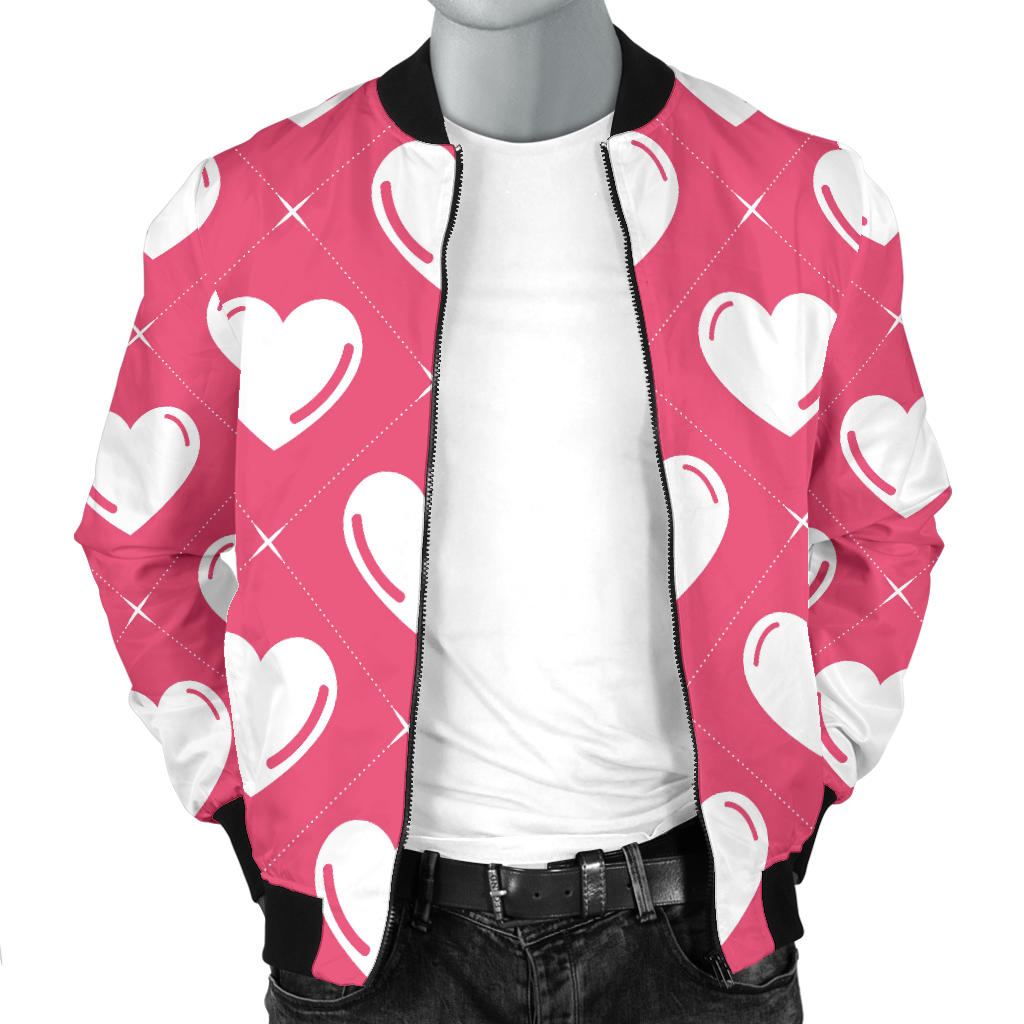 Heart Pattern Print Design HE07 Men Bomber Jacket