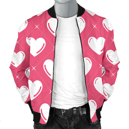 Heart Pattern Print Design HE07 Men Bomber Jacket
